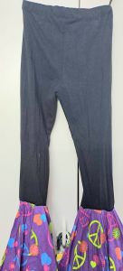 Kids Costumes to Hire - Black with Purple Peace Bellbottoms - 11years